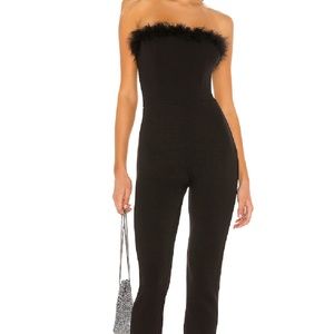 Lovers and Friends black Demi jumpsuit with feather detail